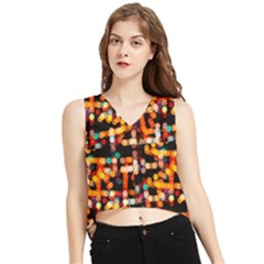 Multicolored Bubbles Print Pattern V-neck Cropped Tank Top