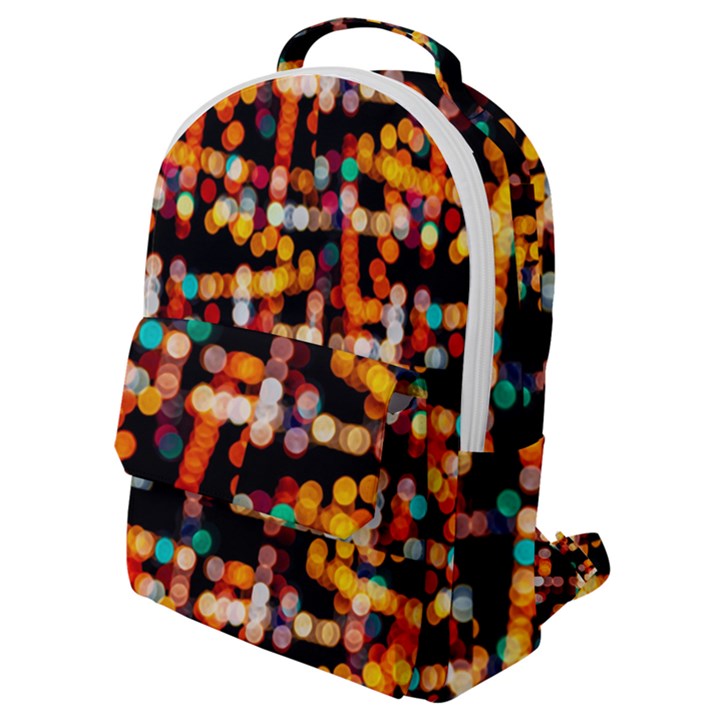 Multicolored Bubbles Print Pattern Flap Pocket Backpack (Small)