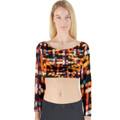 Multicolored Bubbles Print Pattern Long Sleeve Crop Top