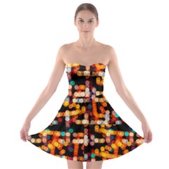 Multicolored Bubbles Print Pattern Strapless Bra Top Dress