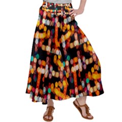 Multicolored Bubbles Print Pattern Satin Palazzo Pants