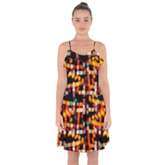 Multicolored Bubbles Print Pattern Ruffle Detail Chiffon Dress by dflcprintsclothing