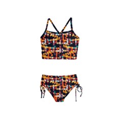 Multicolored Bubbles Print Pattern Girls  Tankini Swimsuit