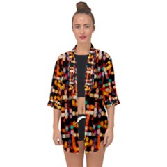 Multicolored Bubbles Print Pattern Open Front Chiffon Kimono