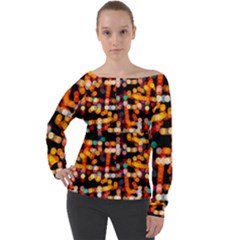 Multicolored Bubbles Print Pattern Off Shoulder Long Sleeve Velour Top by dflcprintsclothing