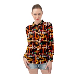 Multicolored Bubbles Print Pattern Long Sleeve Chiffon Shirt