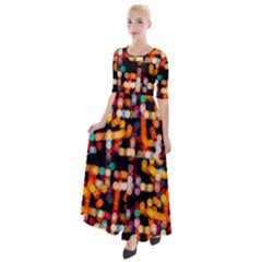 Multicolored Bubbles Print Pattern Half Sleeves Maxi Dress by dflcprintsclothing