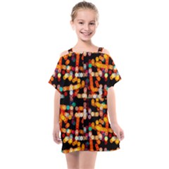 Multicolored Bubbles Print Pattern Kids  One Piece Chiffon Dress