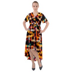 Multicolored Bubbles Print Pattern Front Wrap High Low Dress by dflcprintsclothing