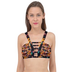 Multicolored Bubbles Print Pattern Cage Up Bikini Top