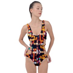 Multicolored Bubbles Print Pattern Side Cut Out Swimsuit by dflcprintsclothing