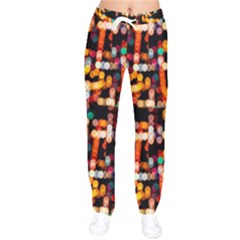 Multicolored Bubbles Print Pattern Women Velvet Drawstring Pants by dflcprintsclothing