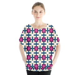 Geometric Batwing Chiffon Blouse