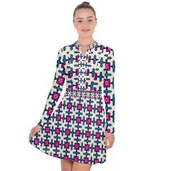 Geometric Long Sleeve Panel Dress