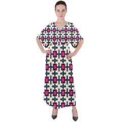 Geometric V-neck Boho Style Maxi Dress by SychEva