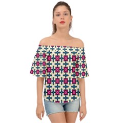 Geometric Off Shoulder Short Sleeve Top