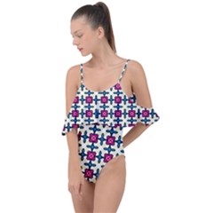 Geometric Drape Piece Swimsuit