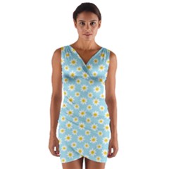 Daisies Wrap Front Bodycon Dress by CuteKingdom