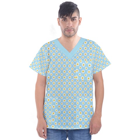 Daisies Men s V-neck Scrub Top by CuteKingdom