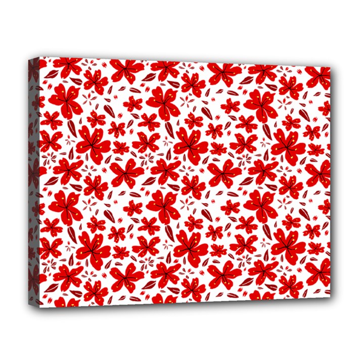 Red Flowers Canvas 14  x 11  (Stretched)