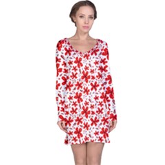 Red Flowers Long Sleeve Nightdress by CuteKingdom