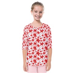 Red Flowers Kids  Quarter Sleeve Raglan Tee