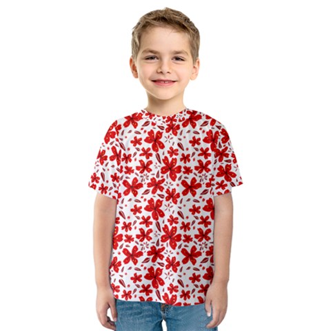 Red Flowers Kids  Sport Mesh Tee by CuteKingdom