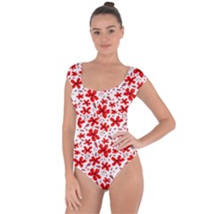 Red Flowers Short Sleeve Leotard  by CuteKingdom