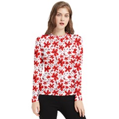 Red Flowers Women s Long Sleeve Rash Guard