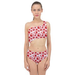 Red Flowers Spliced Up Two Piece Swimsuit by CuteKingdom