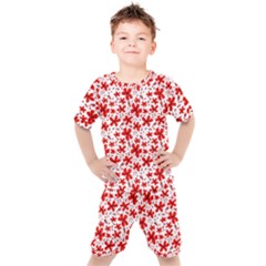 Red Flowers Kids  Tee And Shorts Set by CuteKingdom