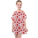 Red Flowers Kids  One Piece Chiffon Dress View1