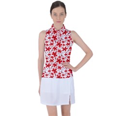 Red Flowers Women s Sleeveless Polo Tee by CuteKingdom