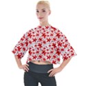 Red Flowers Mock Neck Tee View1