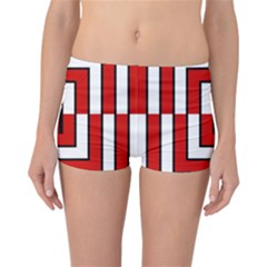 Square Maze Red Reversible Boyleg Bikini Bottoms by tmsartbazaar