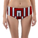 Square Maze Red Reversible Mid-Waist Bikini Bottoms View3