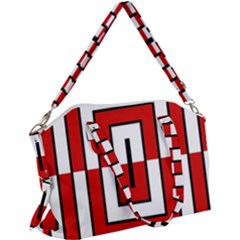 Square Maze Red Canvas Crossbody Bag by tmsartbazaar