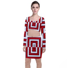 Square Maze Red Top And Skirt Sets by tmsartbazaar