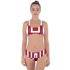 Square Maze Red Criss Cross Bikini Set by tmsartbazaar