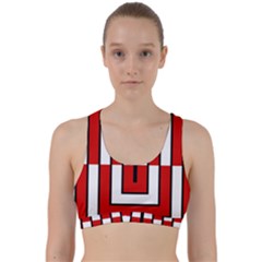 Square Maze Red Back Weave Sports Bra by tmsartbazaar