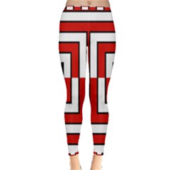 Square Maze Red Inside Out Leggings by tmsartbazaar