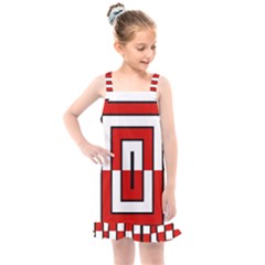 Square Maze Red Kids  Overall Dress by tmsartbazaar