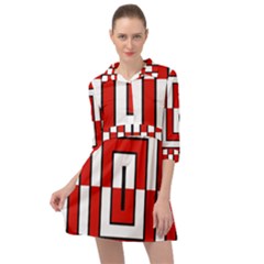 Square Maze Red Mini Skater Shirt Dress by tmsartbazaar