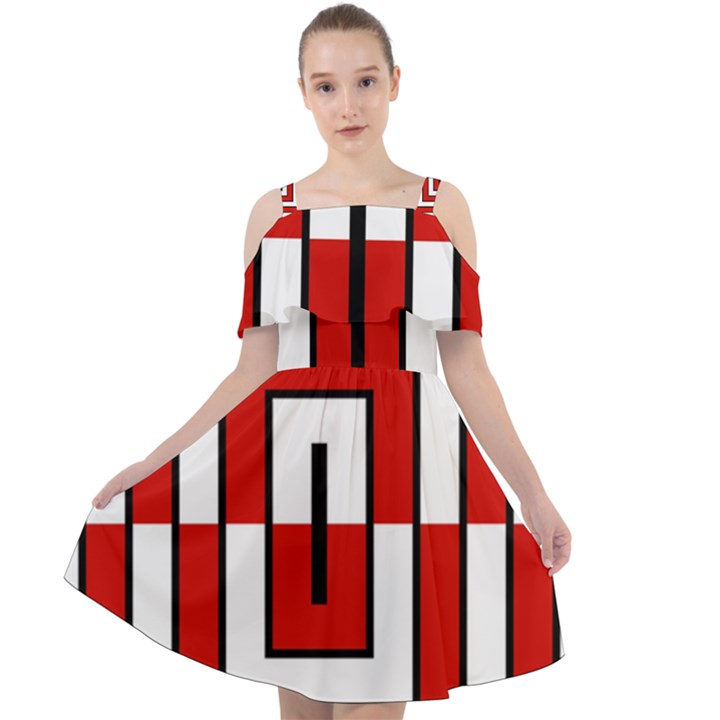 Square Maze Red Cut Out Shoulders Chiffon Dress