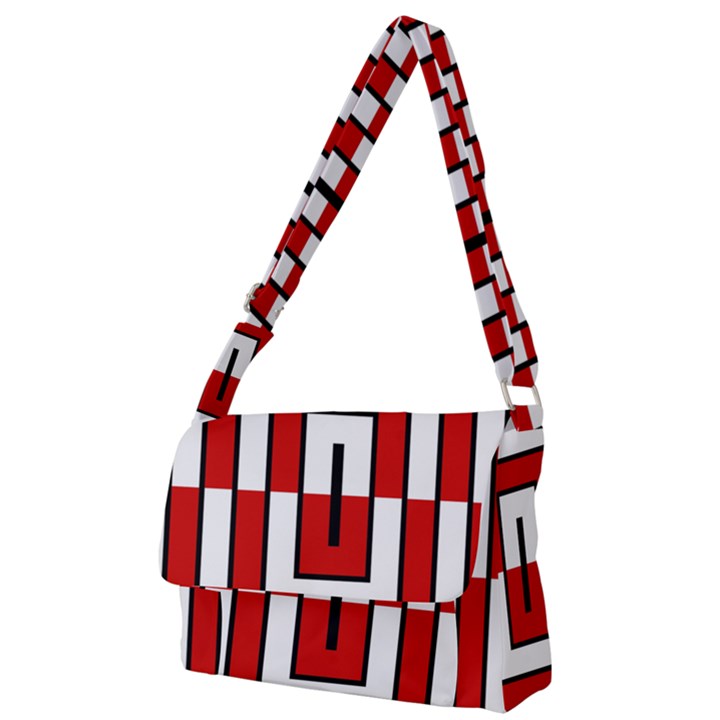 Square Maze Red Full Print Messenger Bag (L)