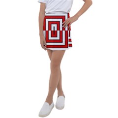 Square Maze Red Kids  Tennis Skirt by tmsartbazaar