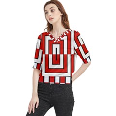 Square Maze Red Quarter Sleeve Blouse