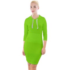 Lawn Green - Quarter Sleeve Hood Bodycon Dress