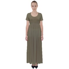 Dark Tan - High Waist Short Sleeve Maxi Dress