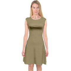 Dark Tan -  Capsleeve Midi Dress